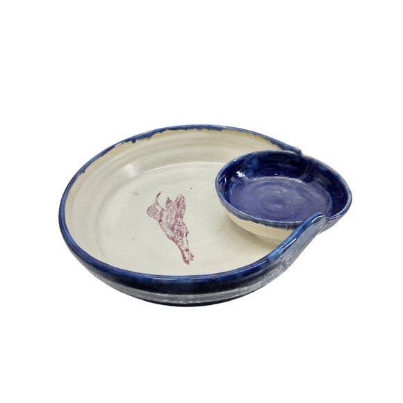 Hummingbird Ceramic Serving Bowl With Built-In Dip Cup by Cindy Gilbride - Picture 4 of 9